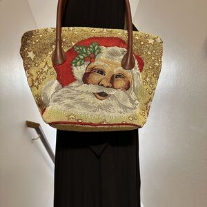 Rare Kathe Wohlfahrt Santa Tapestry Mini Shopper Bag